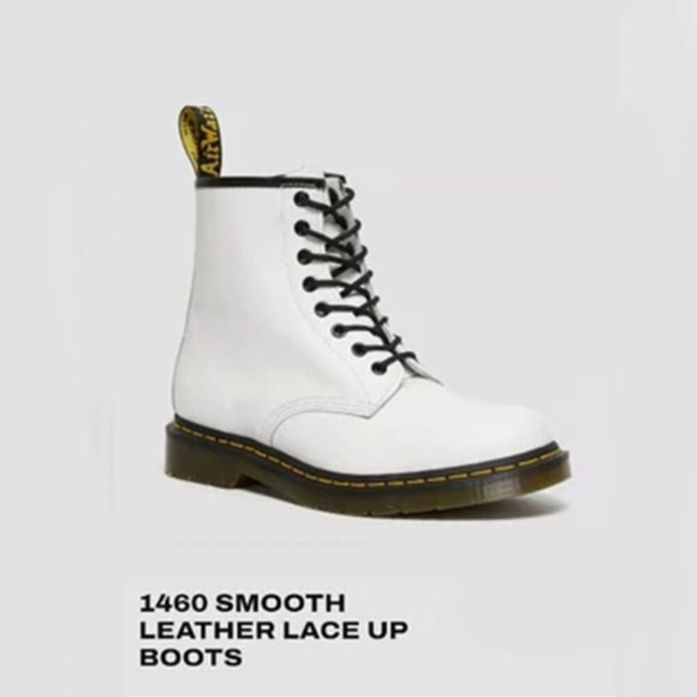 Dr. Martens White 1460 Smooth Leather Lace-up Boots Sz. 7